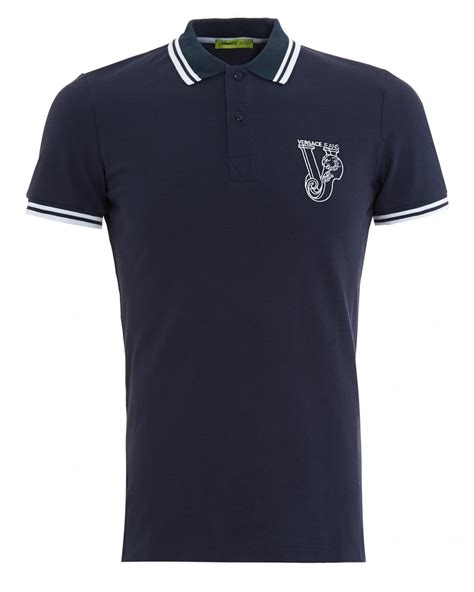 versace jeans tipped polo t shirt white